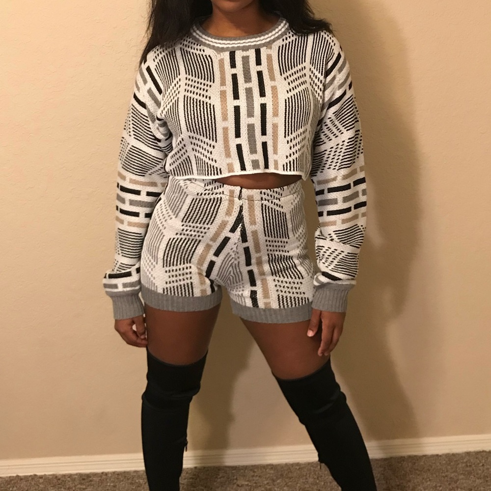 Stripped Grey Two piece Set